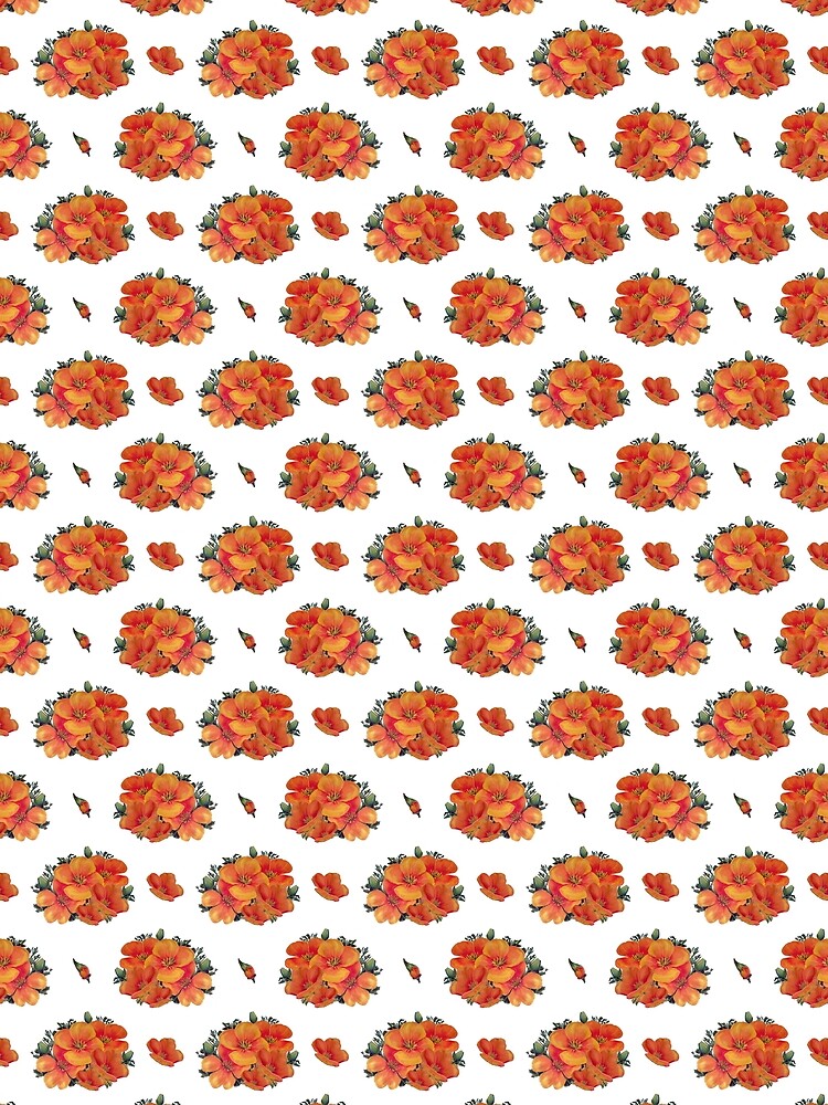 Orange vintage poppies on white by LittleBettyMakes
