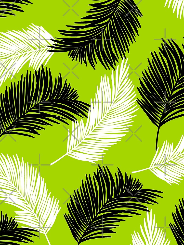 Tropical Wild Leaves Pattern Palm on Lime Green by GraphicsClub