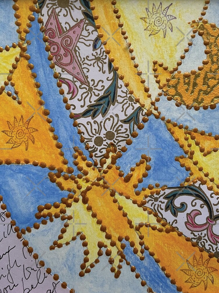 Moon and stars mixed media by piesdesignart