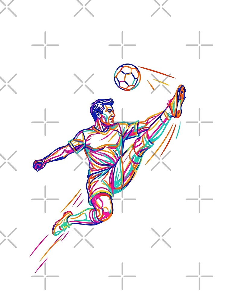 Play With Passion – Colorful Soccer Player Line Art by pixelated_echoes