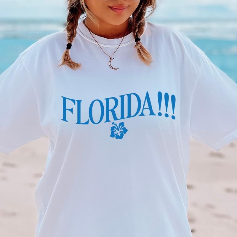 florida oversized summer shirt, florida!!! graphic shirt, beach oversized t-shirt Comfort Cotton Hoodie Sweatshirt