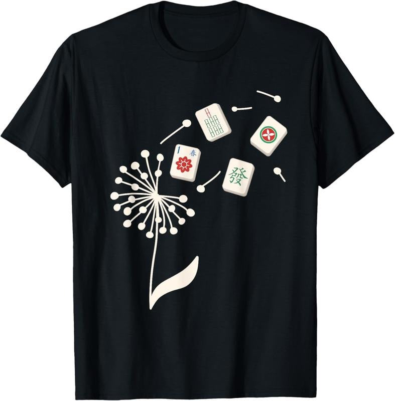 game tiles dandelion girl chinese board game tiles mah-jongg T-Shirt Hoodie Sweatshirt | PrintMintTees.com