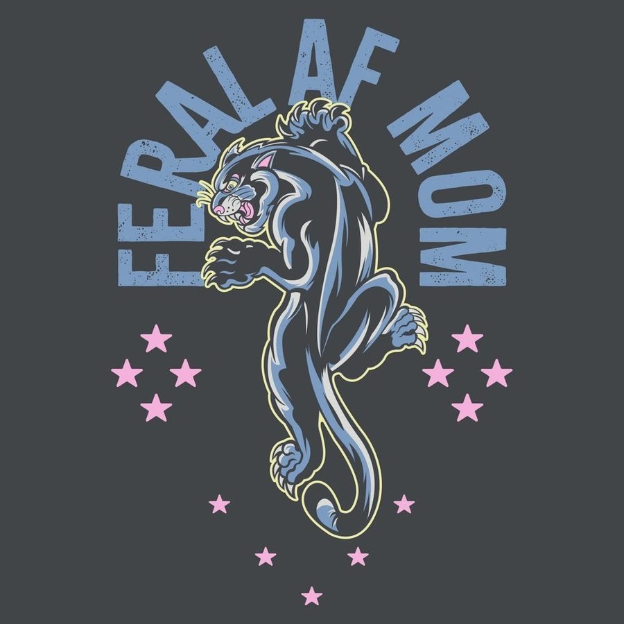 Women's Feral AF Mom Slim Fit T-Shirt - Heavy Metal