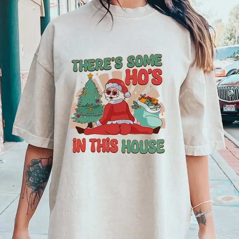 here's Some Ho Ho Ho's In This House Shirt, Funny Santa Shirt, Christmas Family Shirt, Christmas Holiday Shirt Top...