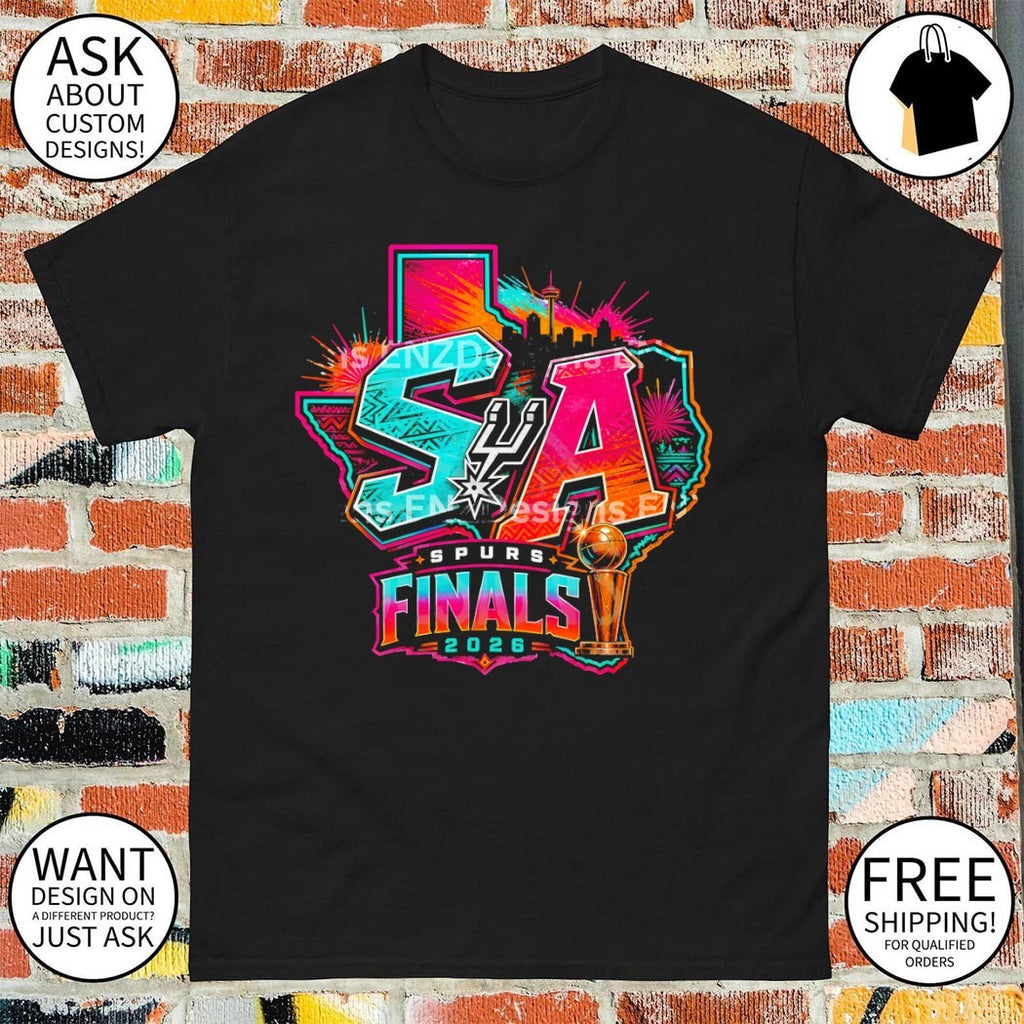 San Antonio Spurs basketball team SA Finals 2026 Texas city skyline trophy shirt