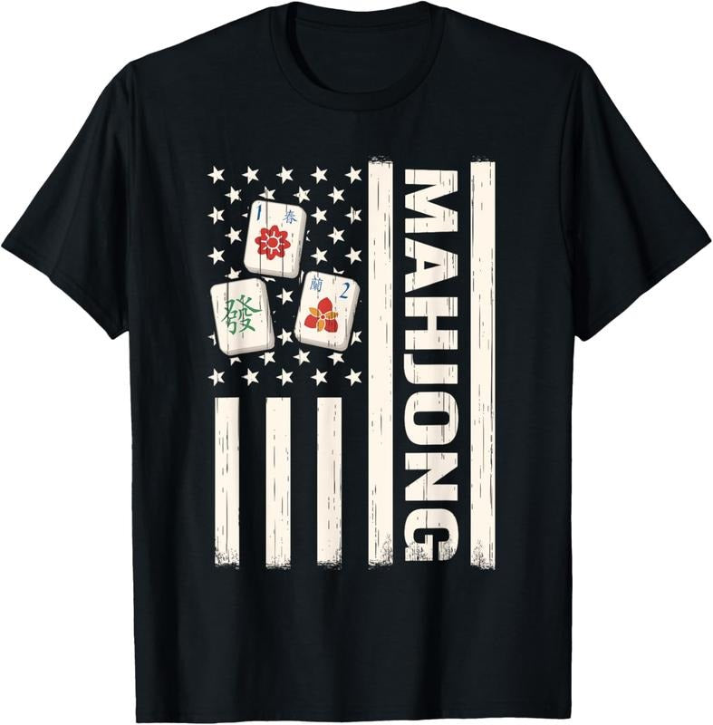 mah-jongg US Flag 4th of July mahjong american men T-Shirt Hoodie Sweatshirt | PrintMintTees.com