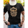 men gifts MADE IN 1964 60 YEARS Print, Men's Comfy T-shirt, Casual Fit Tees For Summer, Men's Clothing Tops For Daily Activities Menswear Graphic