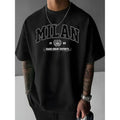 men gifts MILAN 1989 Graphic Print T-Shirt for Men - 100% Polyester Street Style Tee with Crew Neck, Slight Stretch Fabric, Casual Loose Fit Short Sleeve Top for Summer - For Men - Perfect for Casual Summer Wear Streetwear Menswear