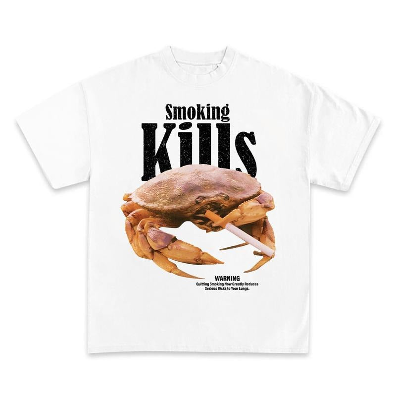 mok1ng K1lls Sm0king Crab Unisex Tee, Unhinged Shirt, Weirdcore Shirt, Oddly Specific Shirt, Shirts That Go Hard, Weird...