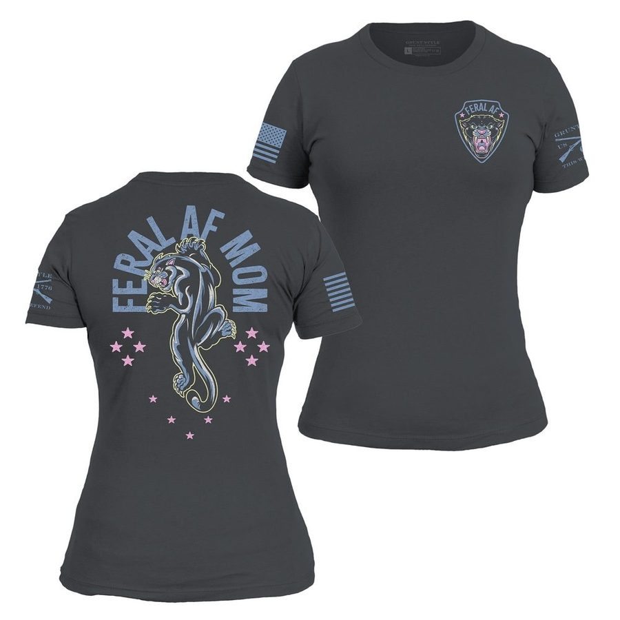 Women's Feral AF Mom Slim Fit T-Shirt - Heavy Metal