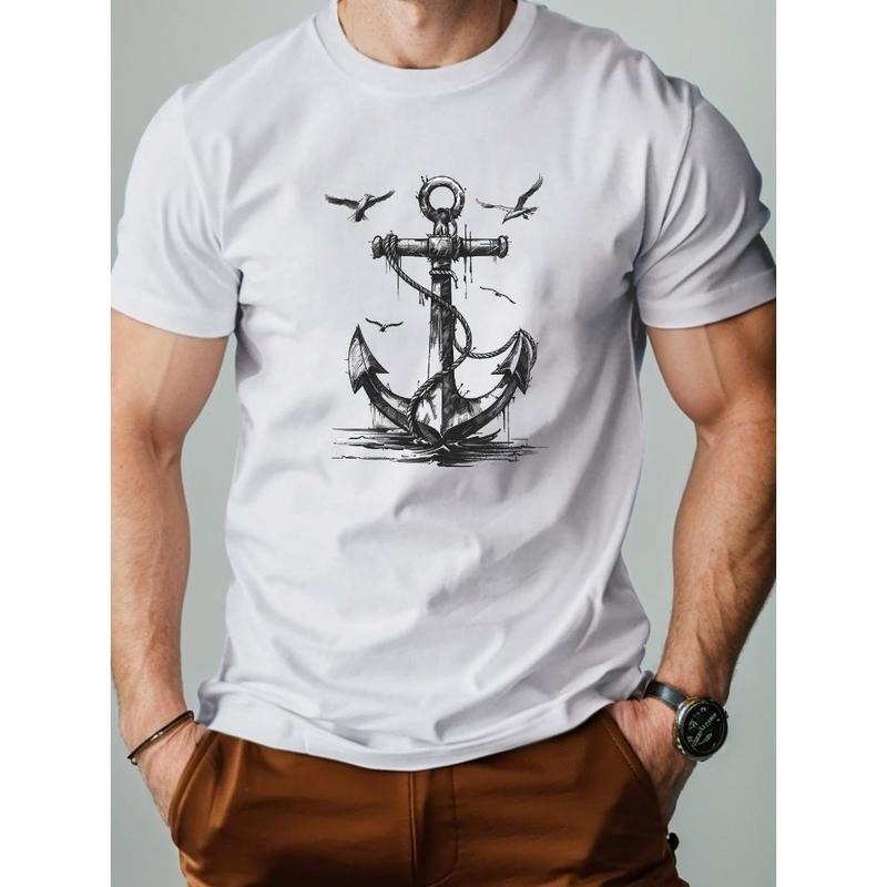 nautical Bold Anchor Illustration men's Tshirt comfort fit Made in USA Hoodie Sweatshirt | PrintMintTees.com