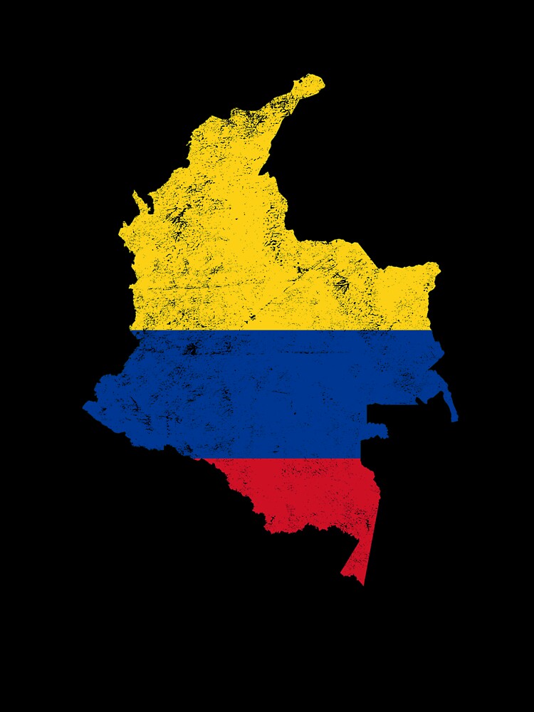 Colombia Flag map tshirt distressed vintage by farhanhafeez