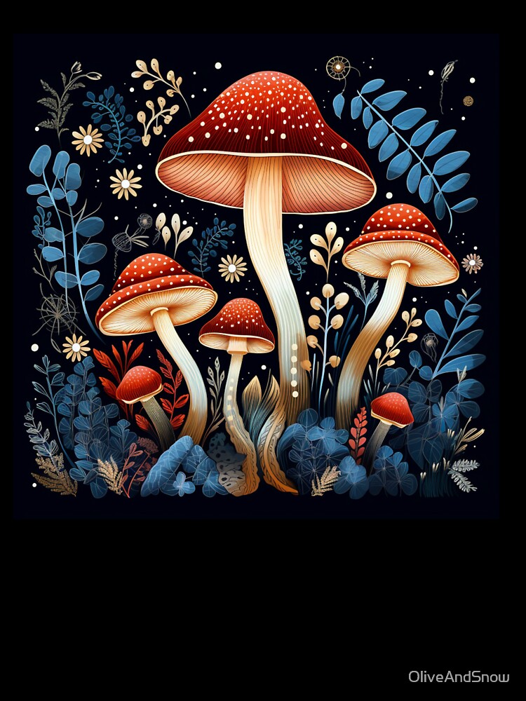Amanita muscaria Psychedelic magic red Mushroom forest by OliveAndSnow