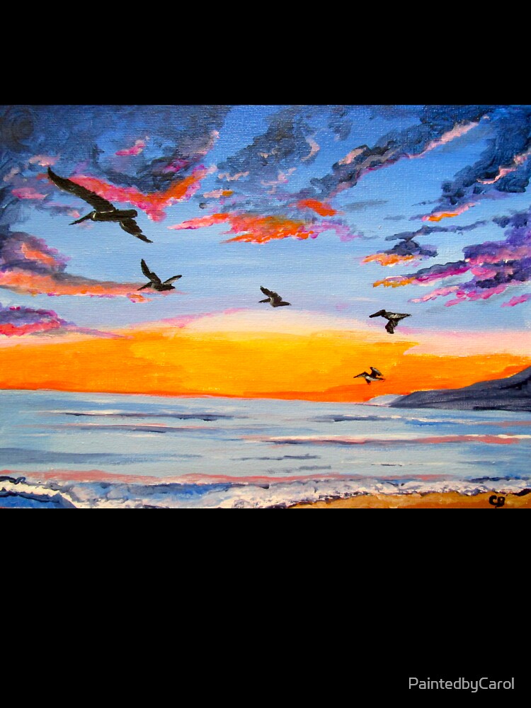 Pelican Sunset by PaintedbyCarol