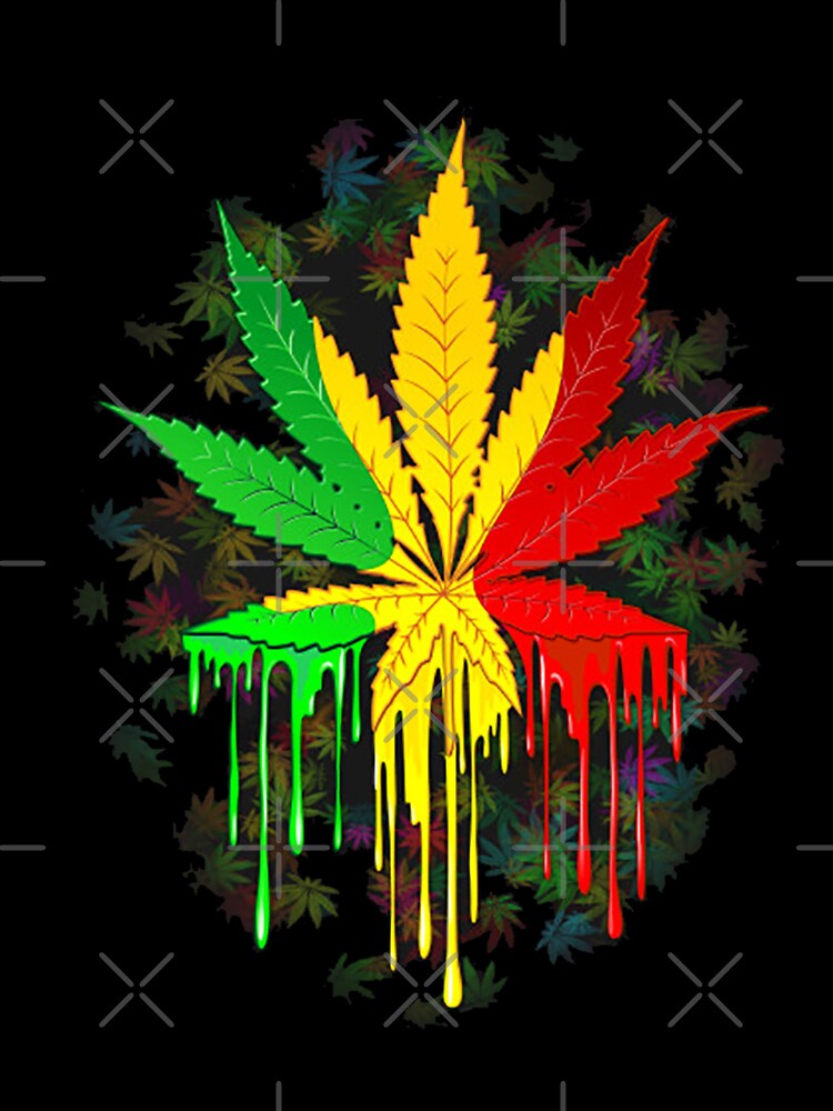 Rasta Leaf PaintDrip by leen12 Art Designs Prints