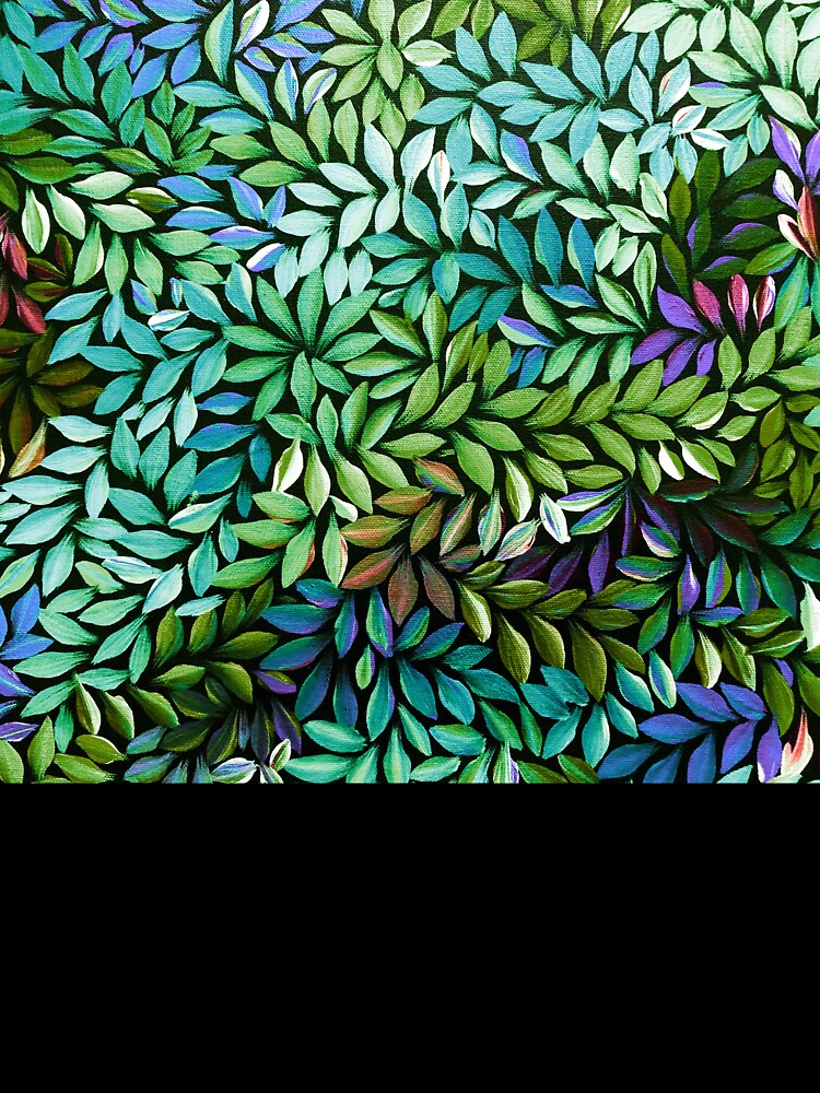 Australian Aboriginal Art Medical Leaves Turquoise Green by GhostGumDesigns