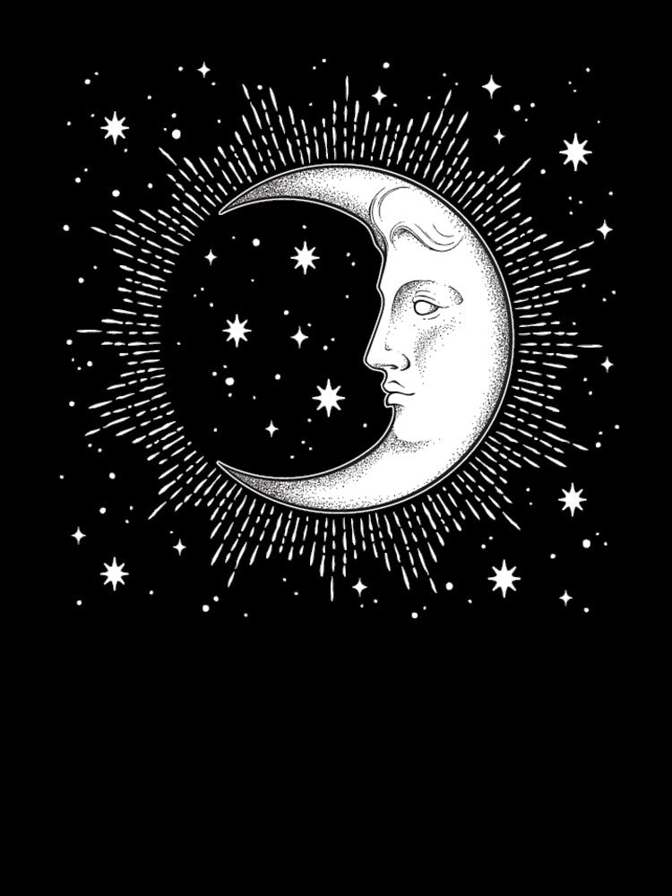 Old and Young Moon Full Luna with Stars by enjoytheshirt