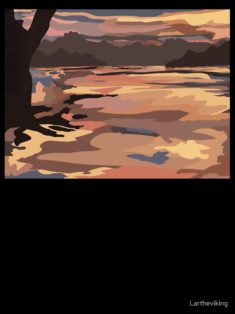 Lake Sunset Digital Impressionist Abstract Art by Lartheviking