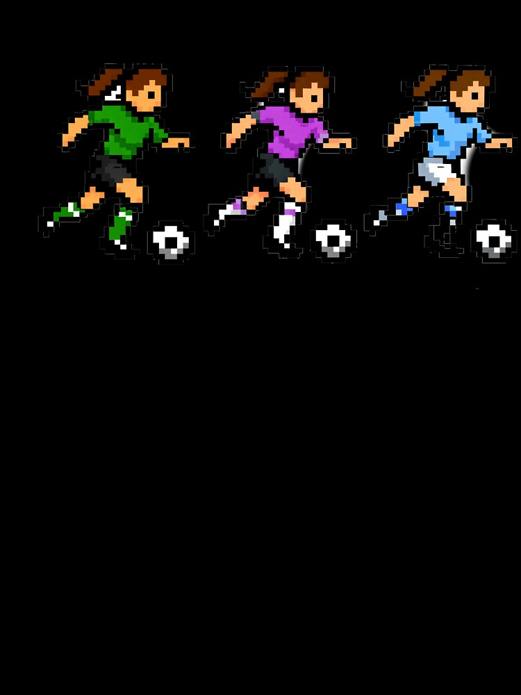 Pixel Women’s Soccer Players Dribbling Trio – Retro 8-Bit Football Players by Is It Soccer Or Football