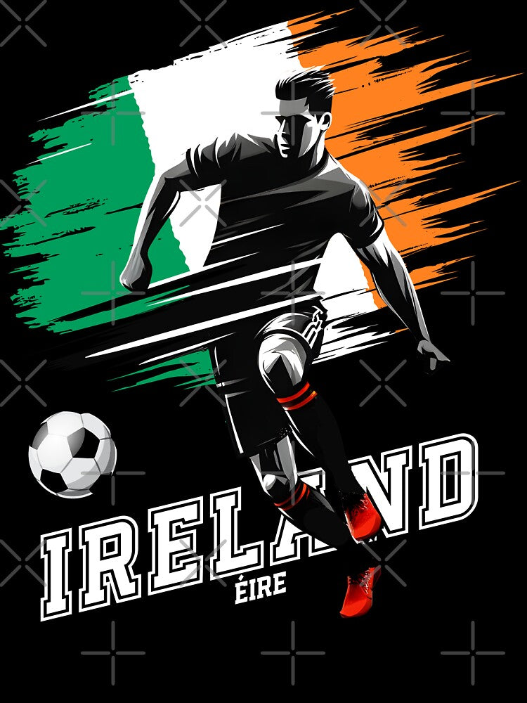Football Soccer Ireland Irish Flag Player Grunge Silhouette by Infinitee8hirts