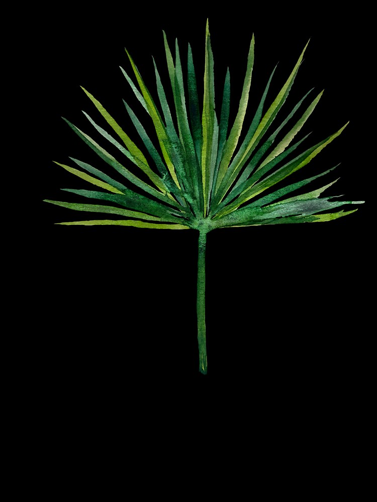 Palm watercolor illustration on black background by Yana Mustafina | Boho Soulful Designs
