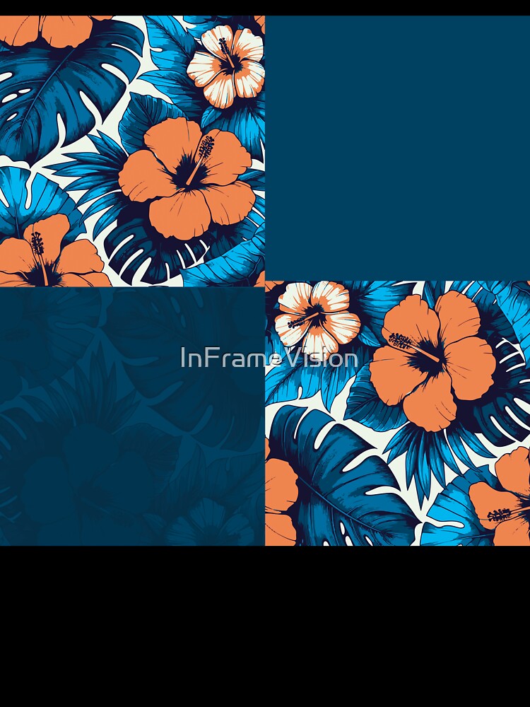 Tropical Deep Blue & Orange Flowers Collage by InFrameVision