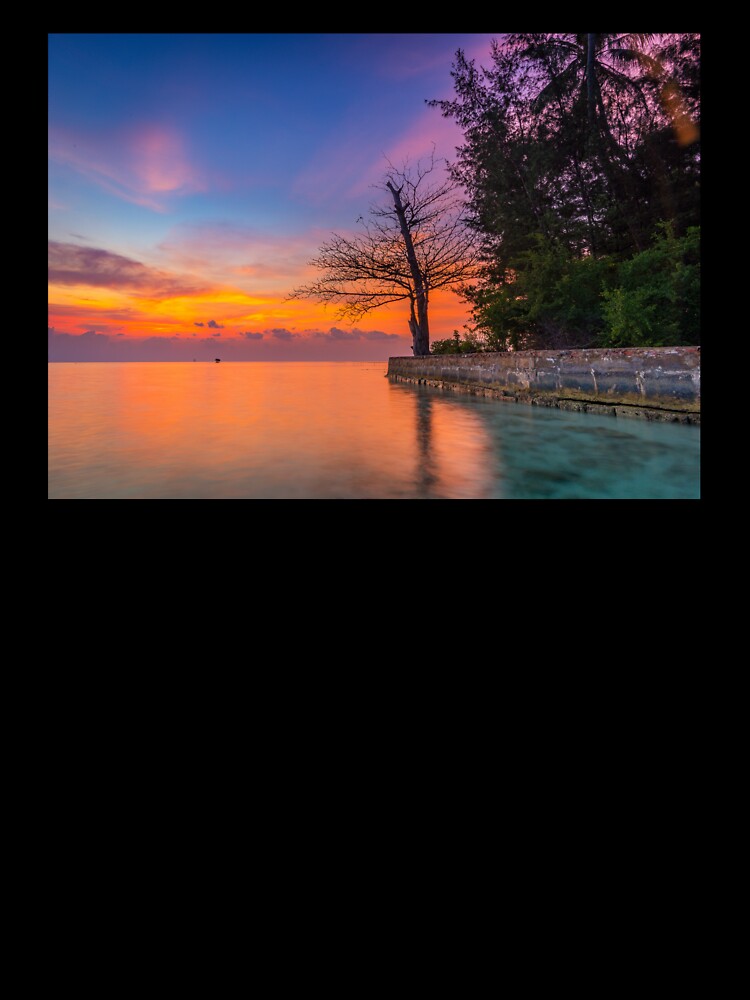 Pink Purple and Blue Summer Sunset Bay View by CheraeLynn