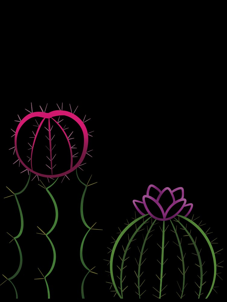 Moon Cactus & Ball Cactus - Digital Art by TLGdrawings
