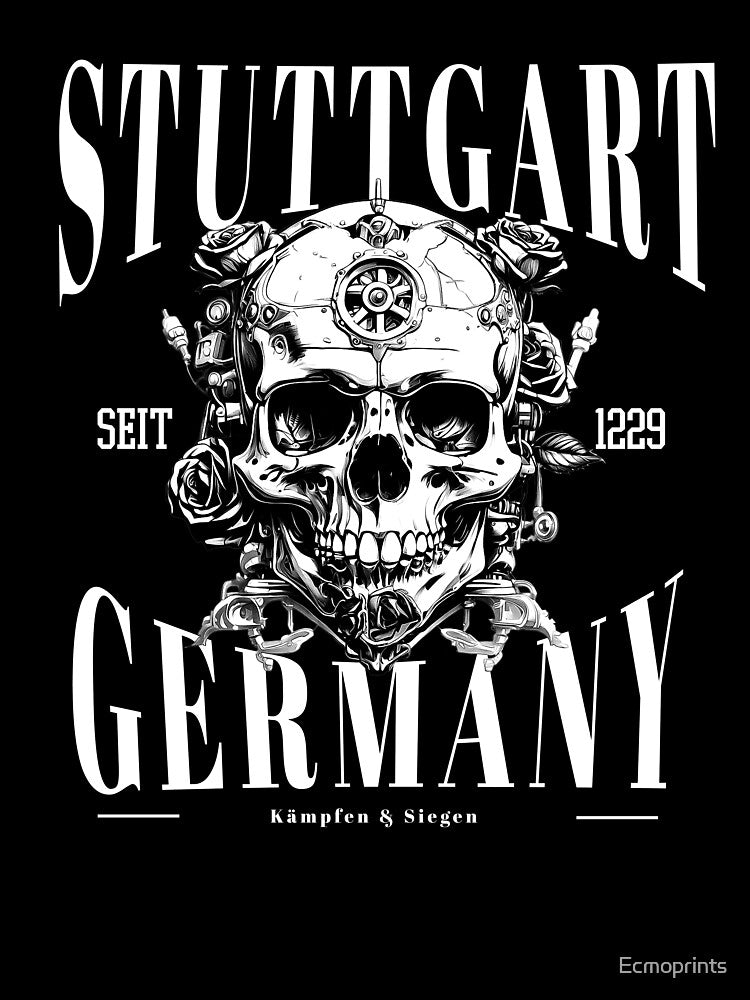 Stuttgart Germany lettering with skull by Ecmoprints