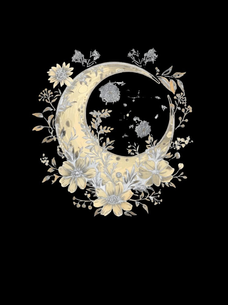 Soft Serenity Crescent Moon – Botanical Celestial Calm by LunarStillCo
