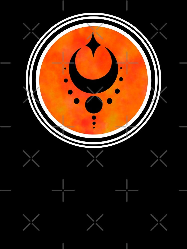 Orange Esoteric Mystical Moon Symbol by OnyxMoonDesigns