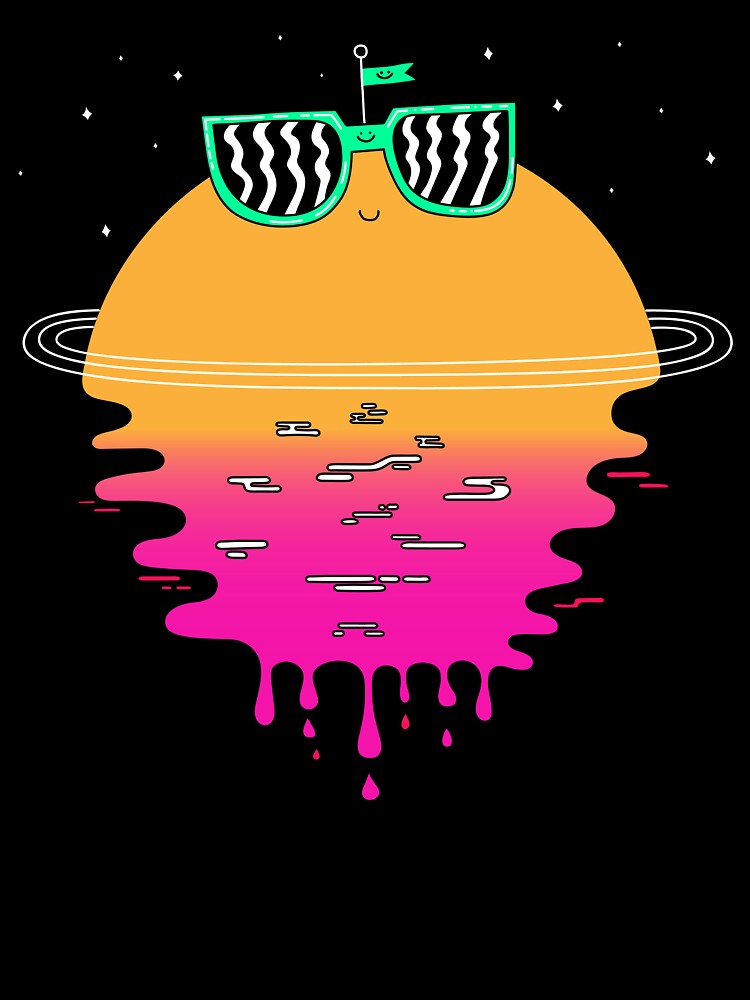 Happy Sunset Space Landscape Cartoon by Porky Roebuck
