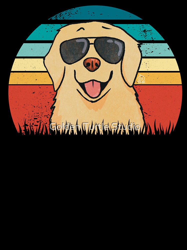 Retro Sunset Cool Golden Retriever by Golden Turtle Studio