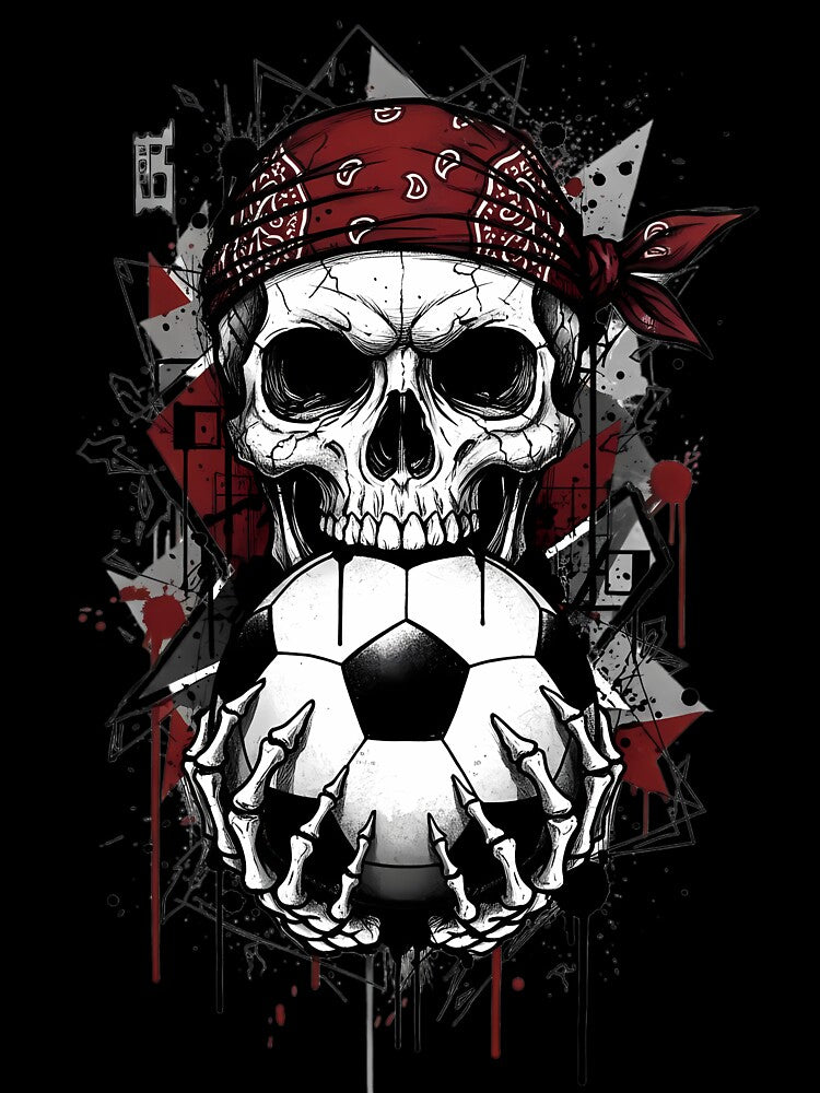 Edgy Grunge Soccer Skull Bandana Tattoo Art by DripCultureLab