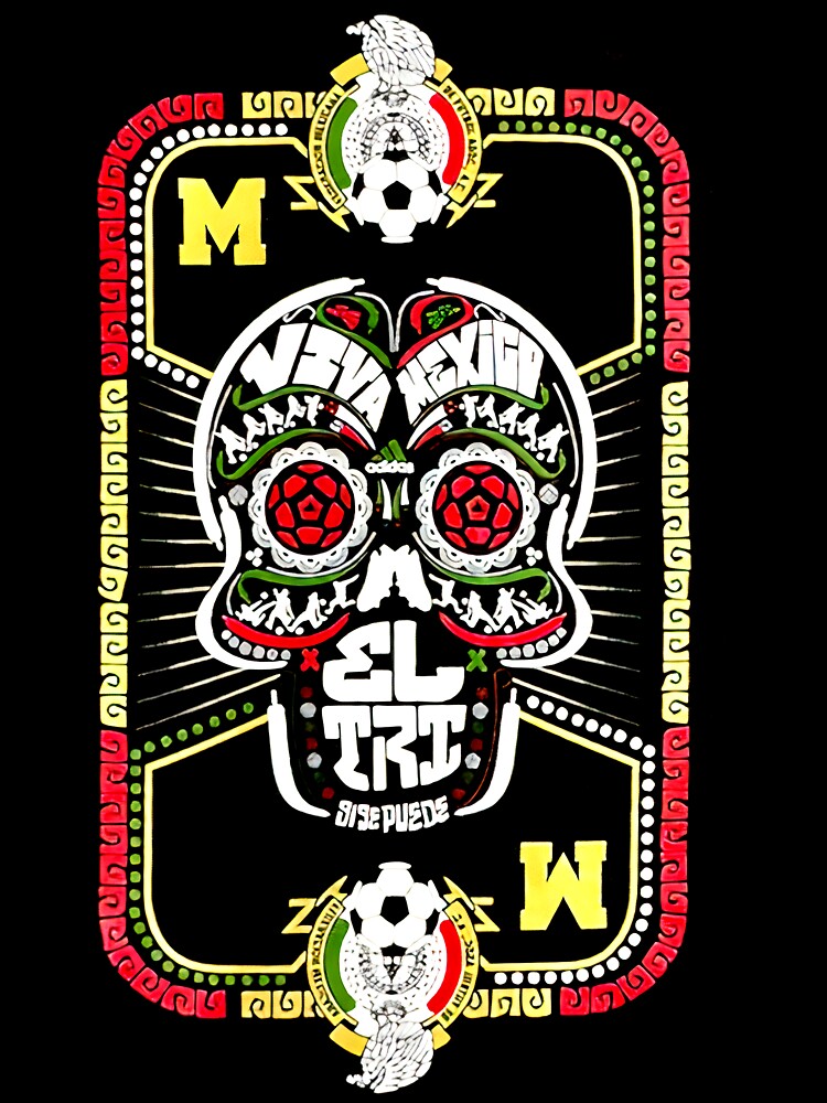 Mexico Soccer El Tri Skull Black Graphic by Leonaforest