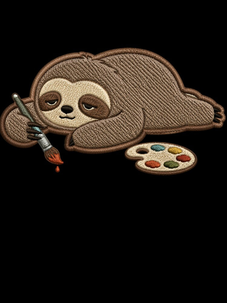 Creative but Lazy Sloth – Artist Burnout Embroidery Patch Style Cute Minimal Design by ColorSplash123