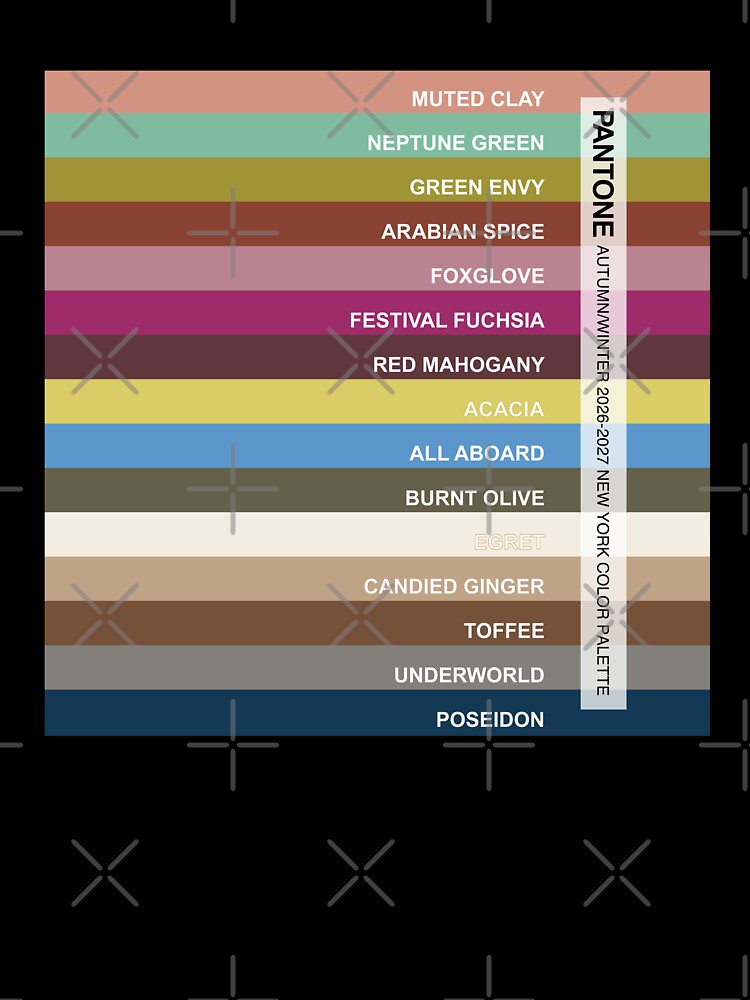New York Fashion Week palette, Autumn Winter 2026-27 - 15 colors with color names by Ofeefee