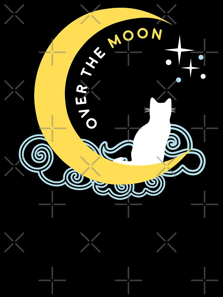 Over the moon cat mooncat minimalist tattoo art by Artyselley