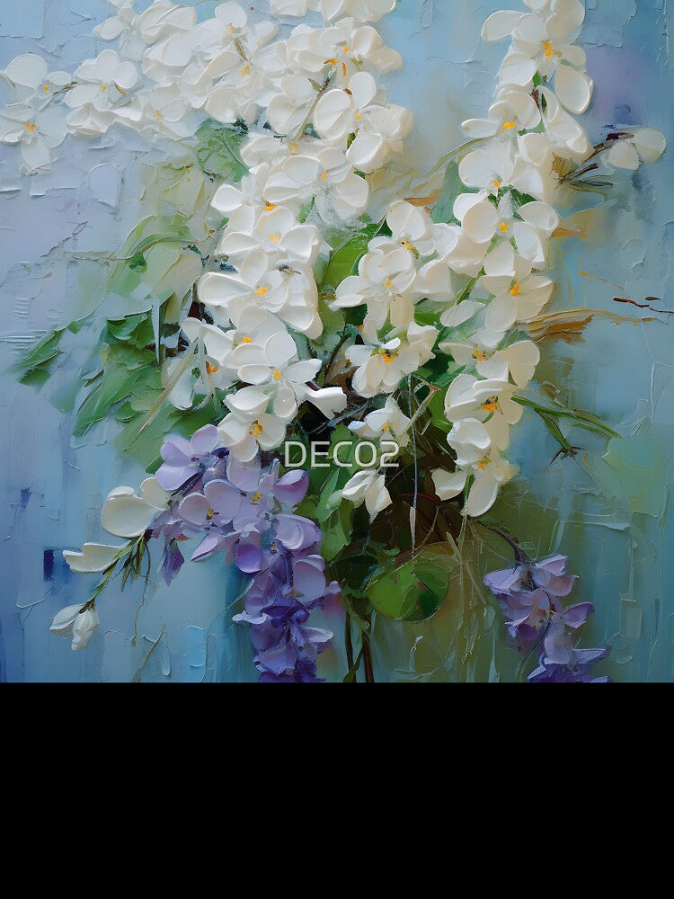 Lilac Hues And White Floral Impasto-Style Art by DEC02