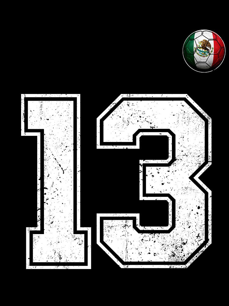 Number 13 Mexico Flag Football Fan by BernoNickel