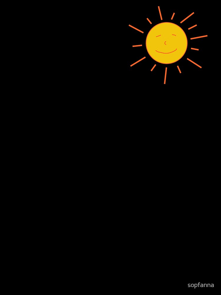 Relaxed friendly yellow sun with face on yellow background by sopfanna
