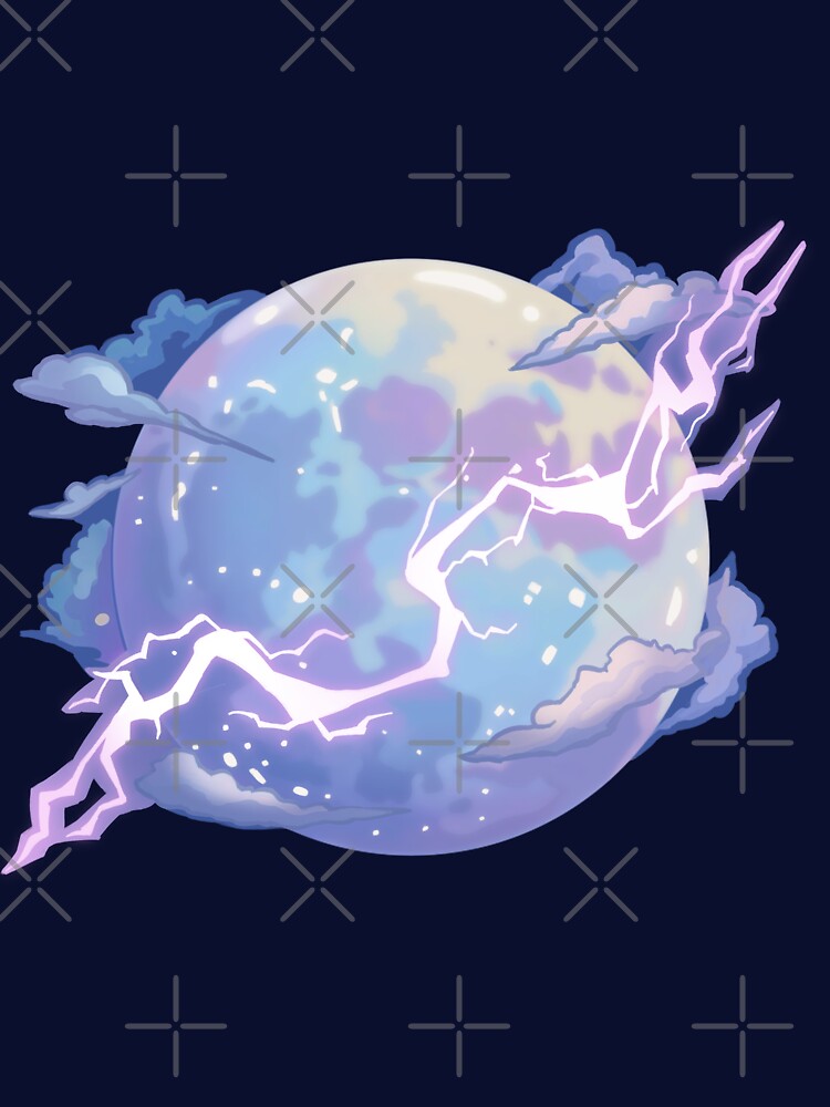 Storm Moon Anime Lightning Celestial Art by Crystal Moon