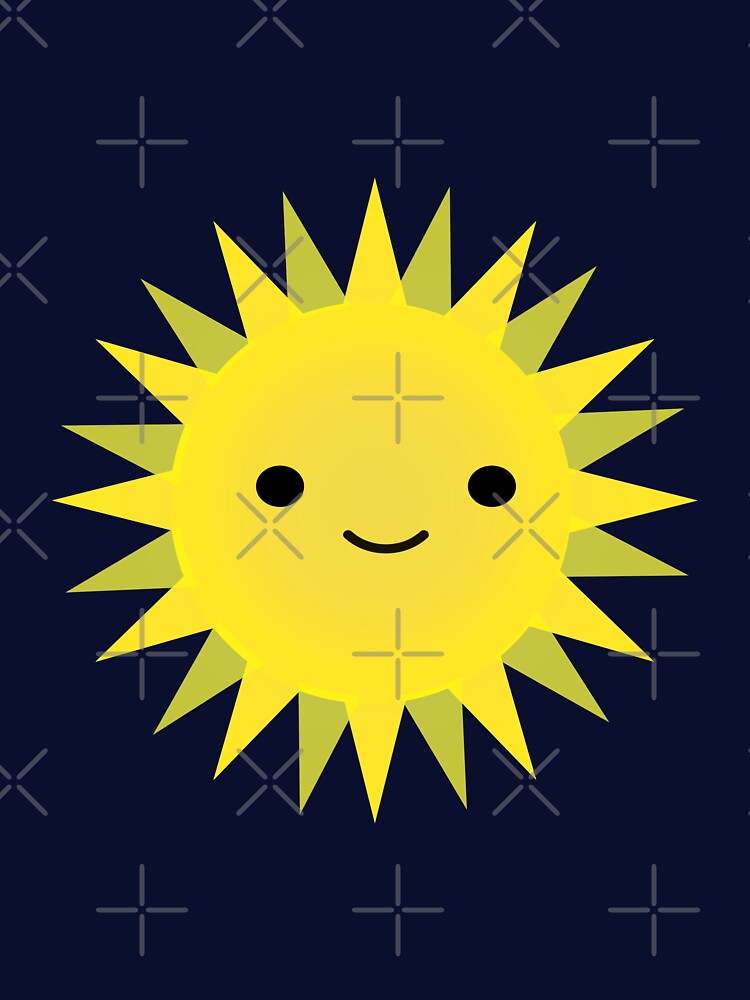 Cute Kawaii Bright Yellow Happy Sun by Hedgie Designs