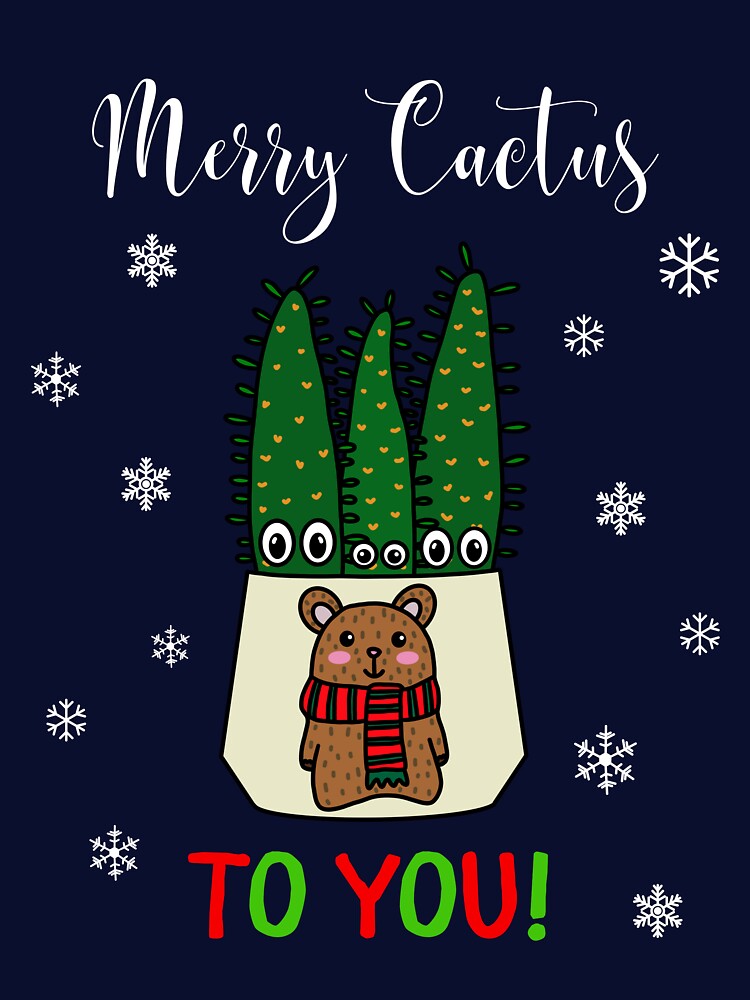 Merry Cactus To You - Eves Pin Cacti In Christmas Bear Pot by DreamCactus