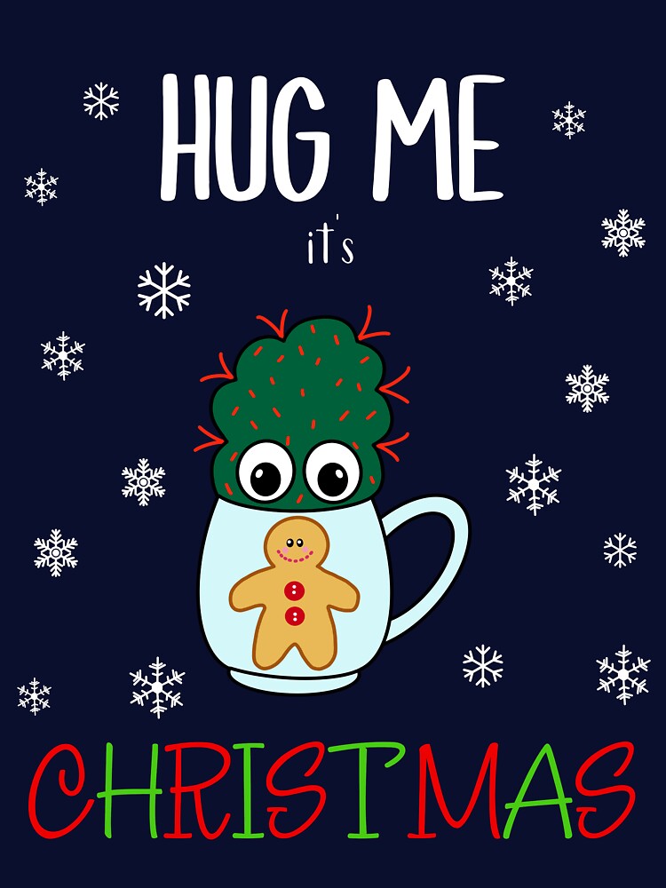 Hug Me It's Christmas - Small Cactus With Red Spikes In Christmas Mug by DreamCactus