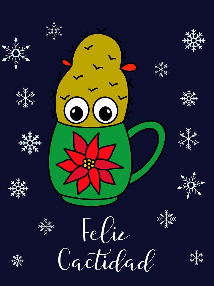 Feliz Cactidad - Small Christmas Cactus In Poinsettia Mug by DreamCactus