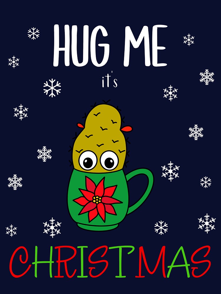 Hug Me It's Christmas - Small Christmas Cactus In Poinsettia Mug by DreamCactus