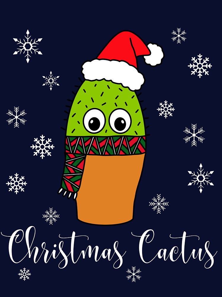 Christmas Cactus - Cute Cactus With Christmas Scarf by DreamCactus