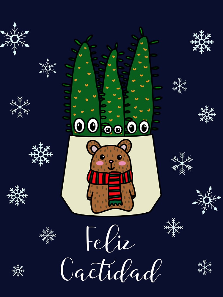 Feliz Cactidad - Eves Pin Cacti In Christmas Bear Pot by DreamCactus