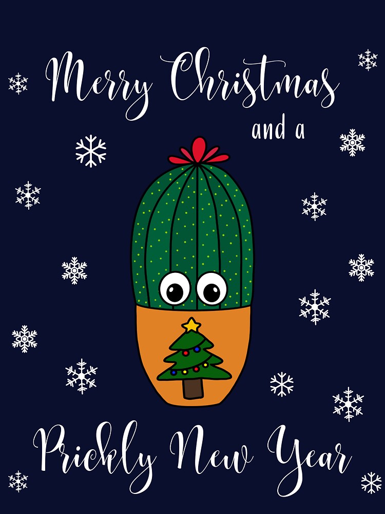 Merry Christmas And A Prickly New Year - Cactus In Christmas Tree Pot by DreamCactus